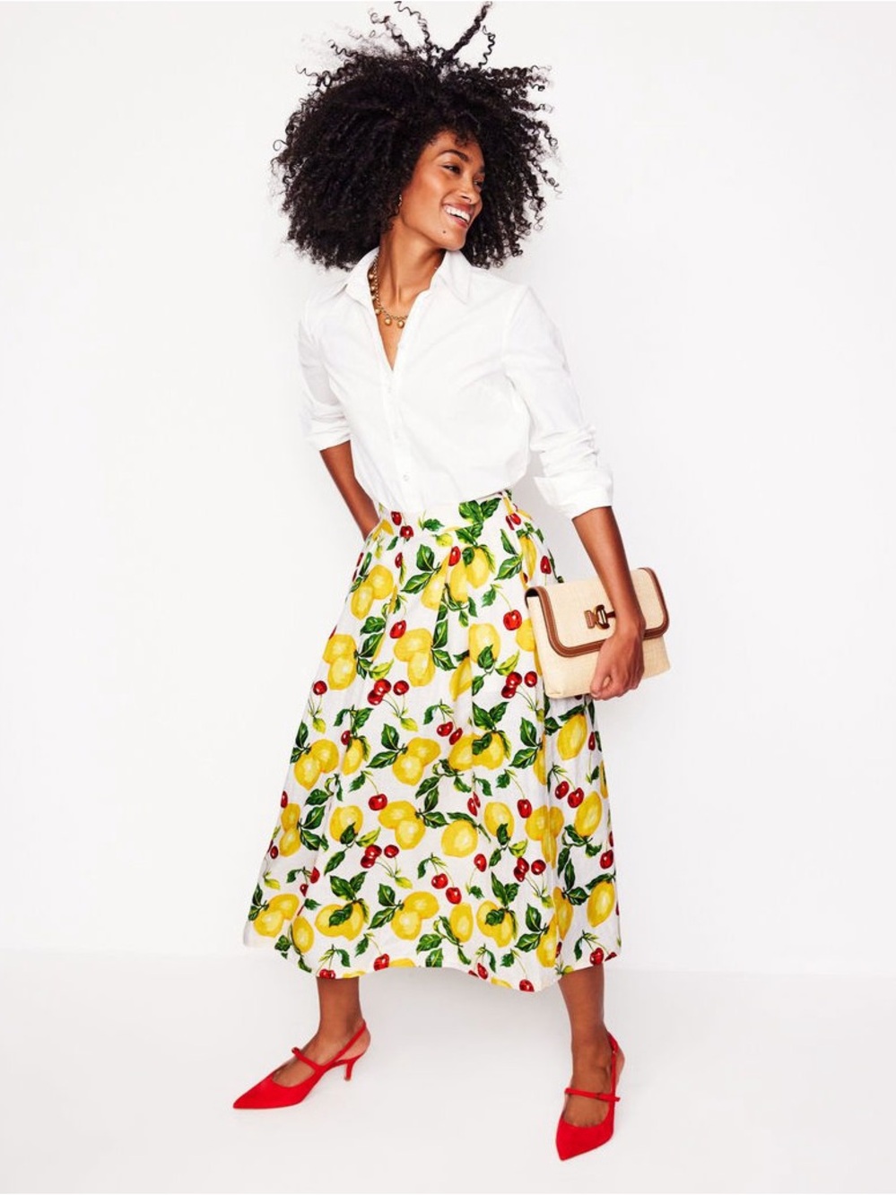 Boden Verity Linen Midi Skirt